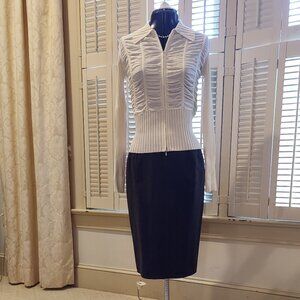 NWT * Benard Holtzman 100% Wool Dark Gray Heathered Skirt Lined Size 4